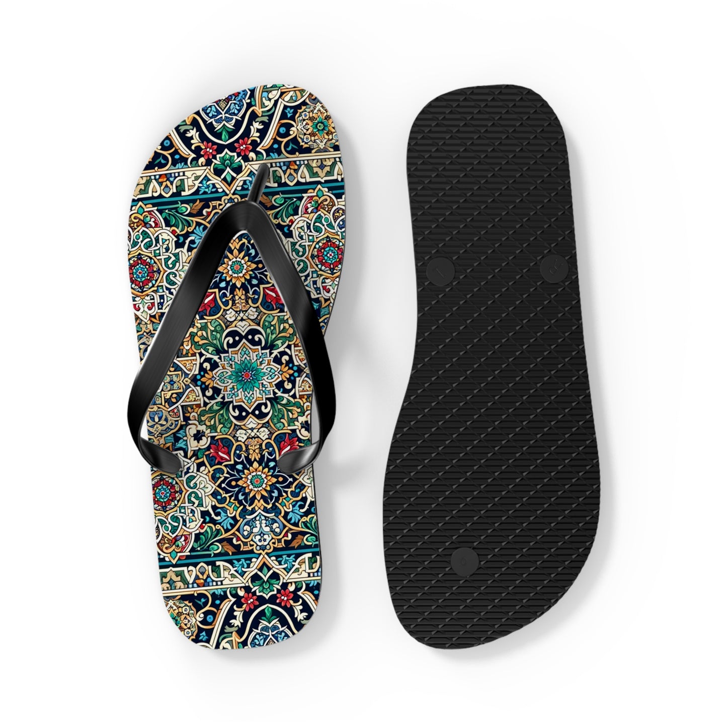 Majestic Marrakech Moroccan Tile Flip Flops - Exquisite Cultural Elegance