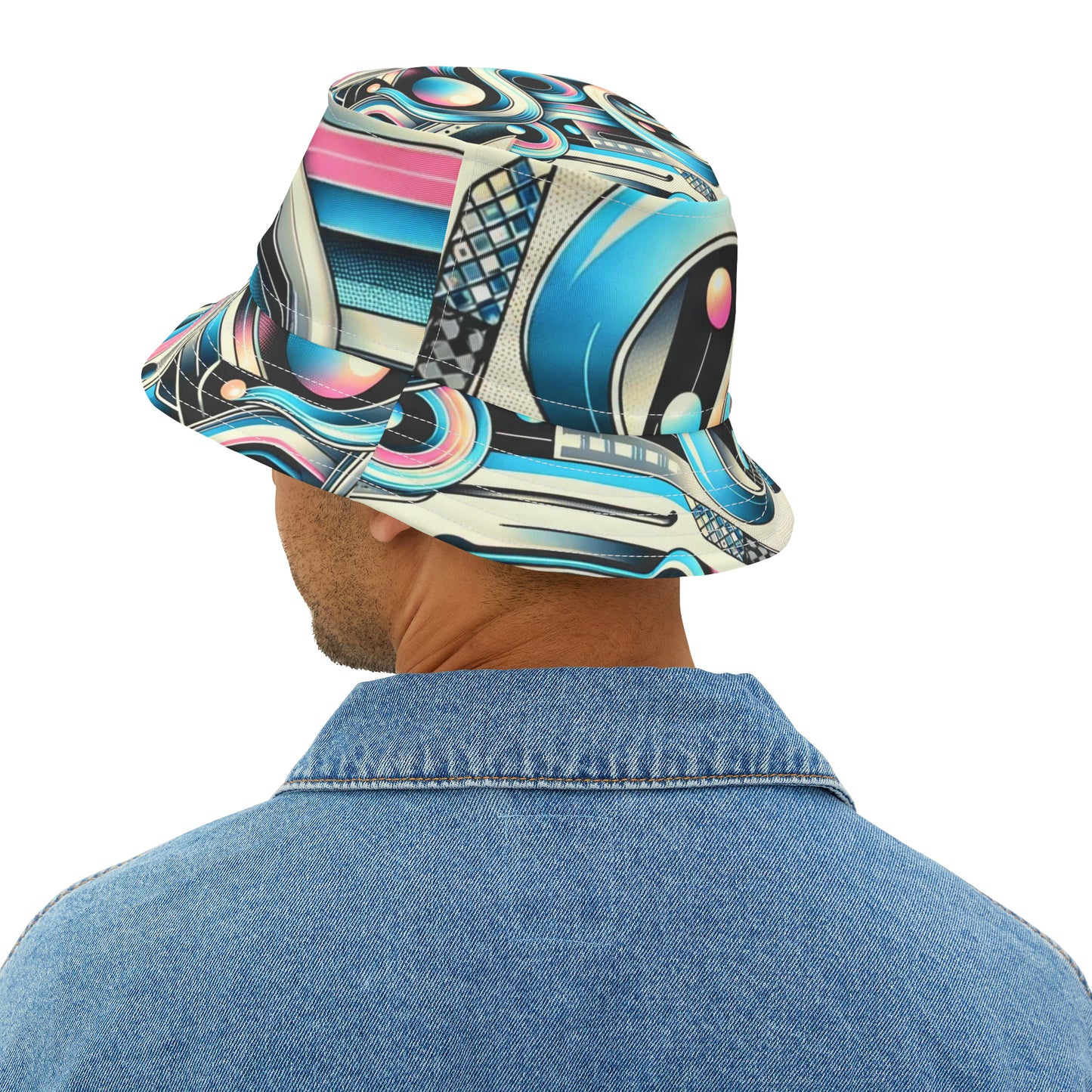 "Neon Echoes" Retro-Futuristic Bucket Hat