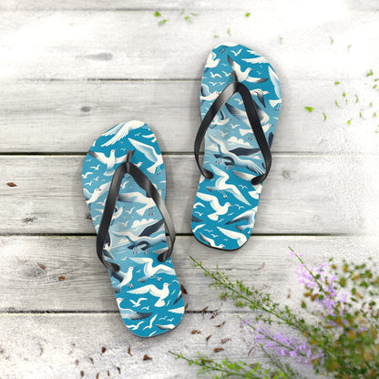 Seaside Breeze Seagull Flip Flops - Airy and Playful Coastal Footwear