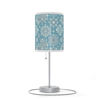 Frosty Elegance Table Lamp with Winter Wonderland Pattern