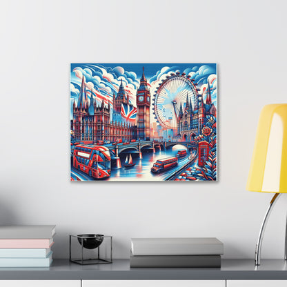 Lively London Cityscape Canvas Art - Iconic Landmarks in Vivid Colors