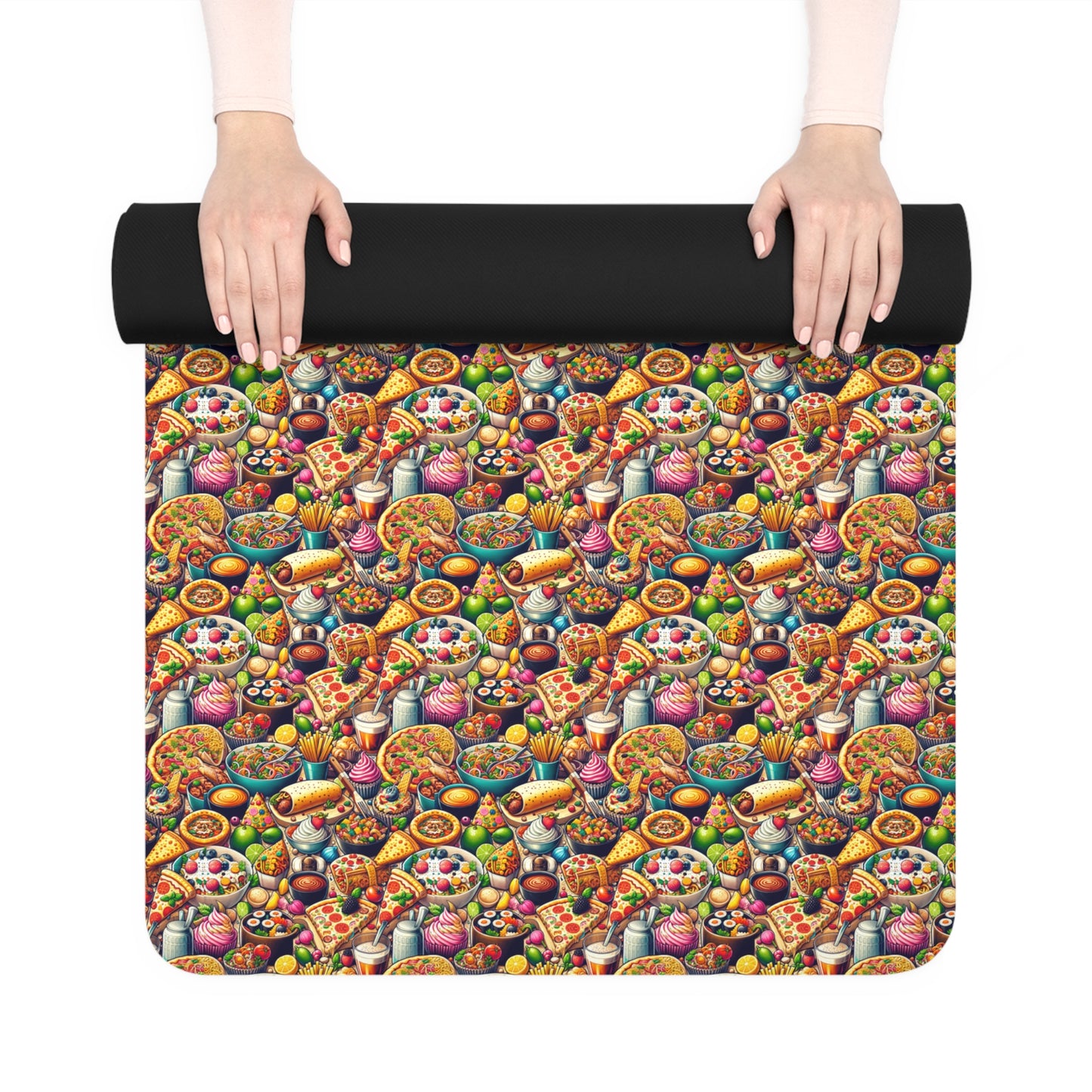 Culinary Delight Yoga Mat - Appetizing Food-Inspired Microfiber Design