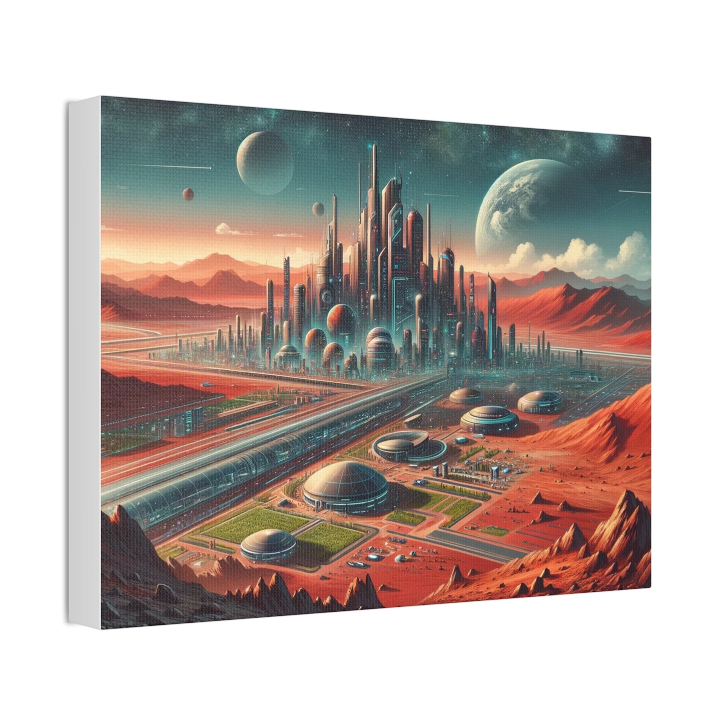 Martian Metropolis: Futuristic City on Mars Canvas Art
