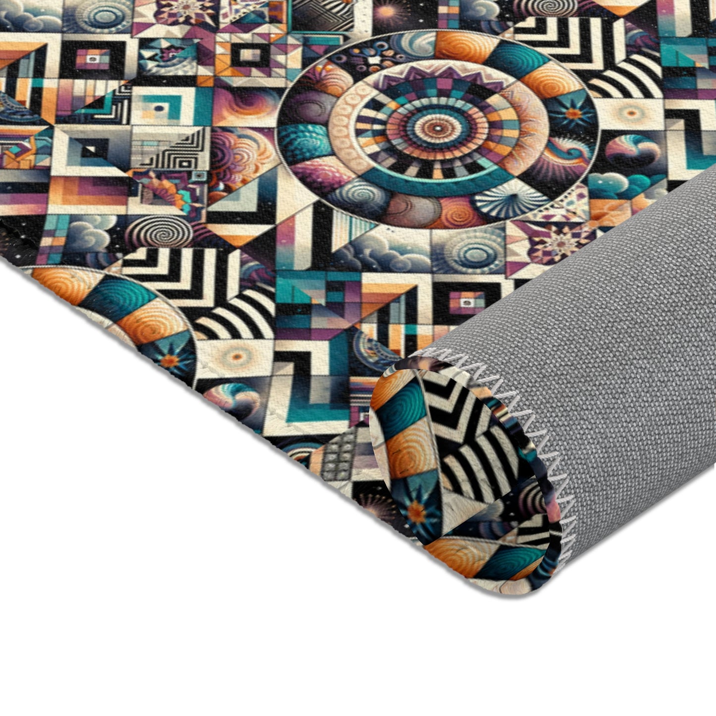 Vivid Tapestry: Diverse Geometric & Cultural Mosaic Area Rug