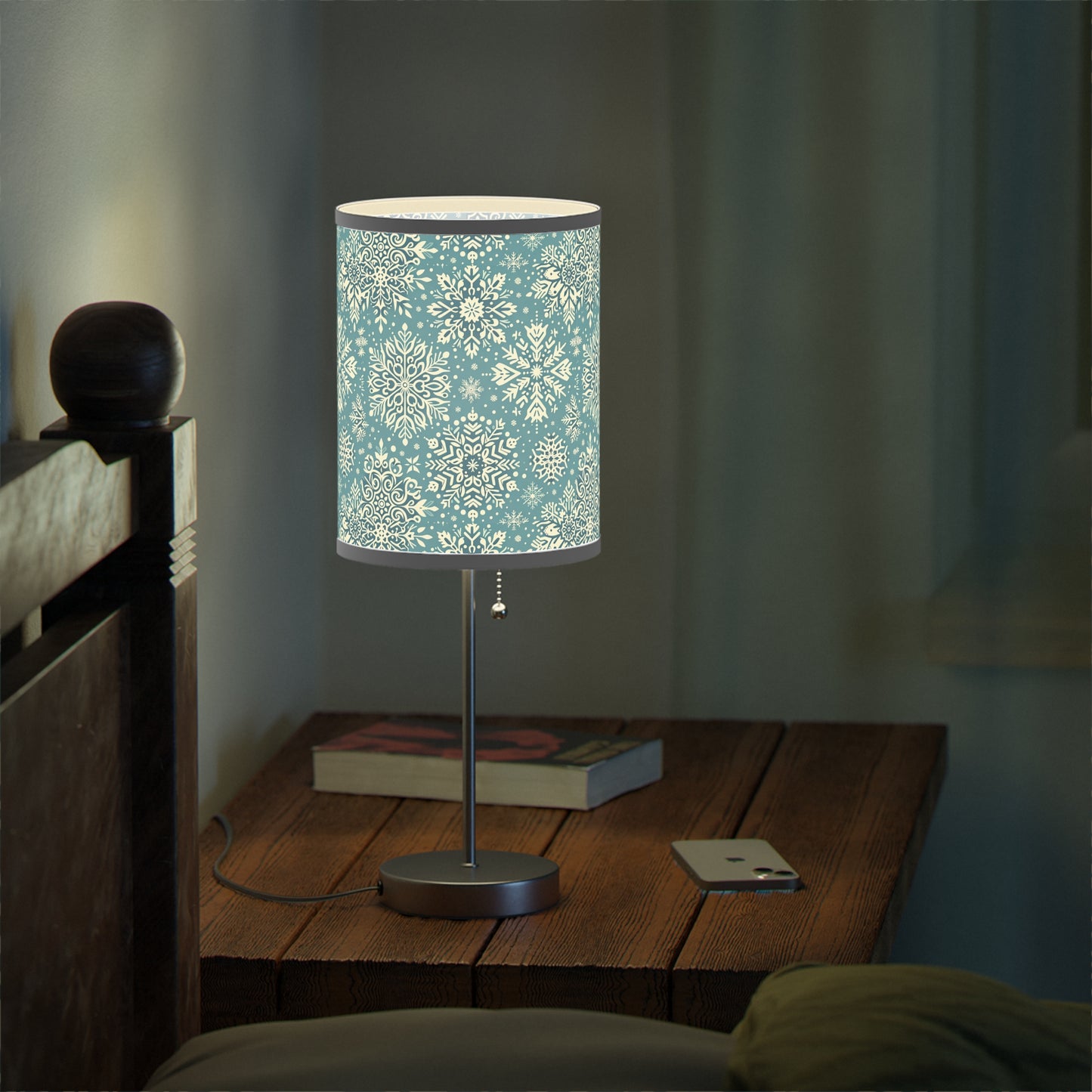 Frosty Elegance Table Lamp with Winter Wonderland Pattern