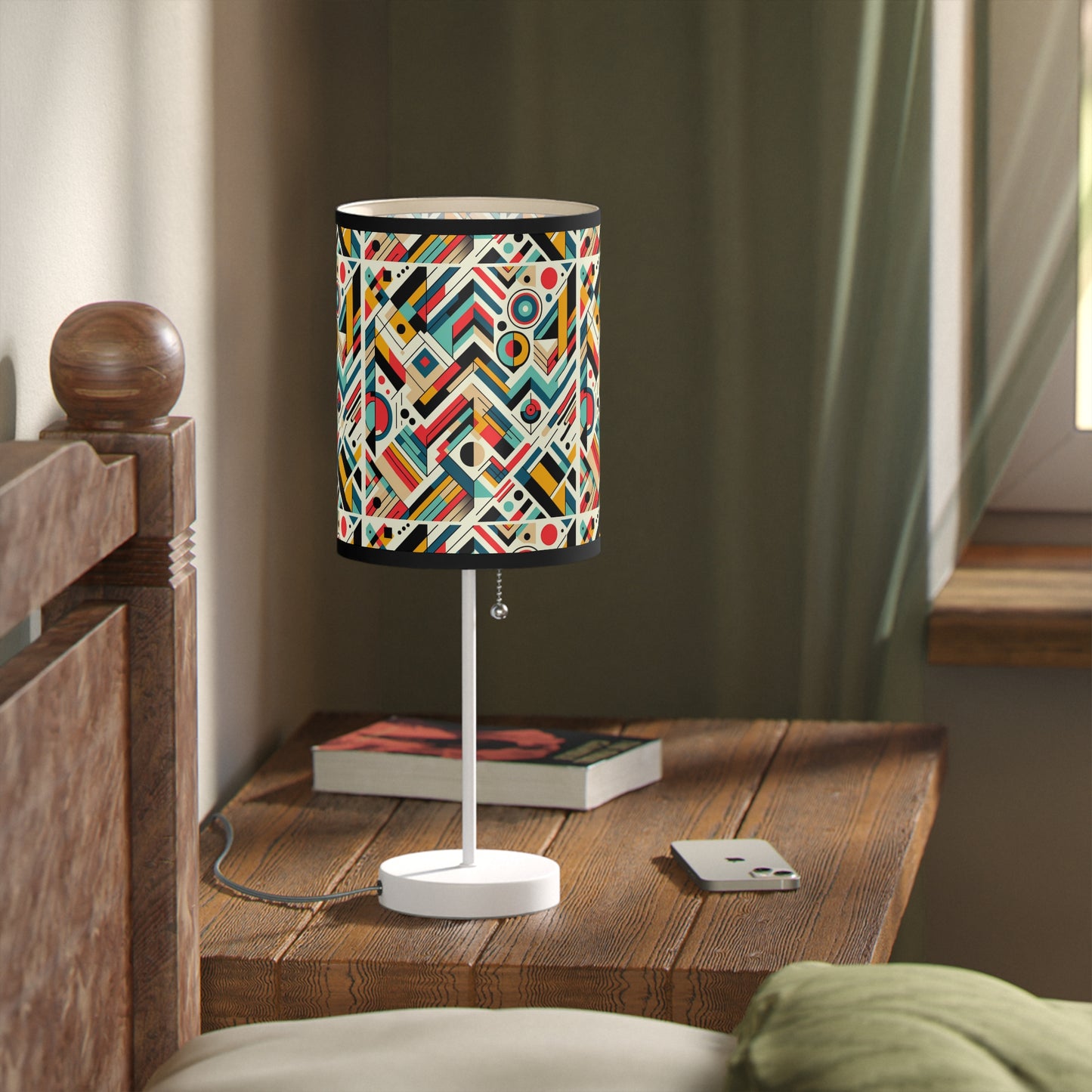 Geometric Harmony Table Lamp with Abstract Pattern