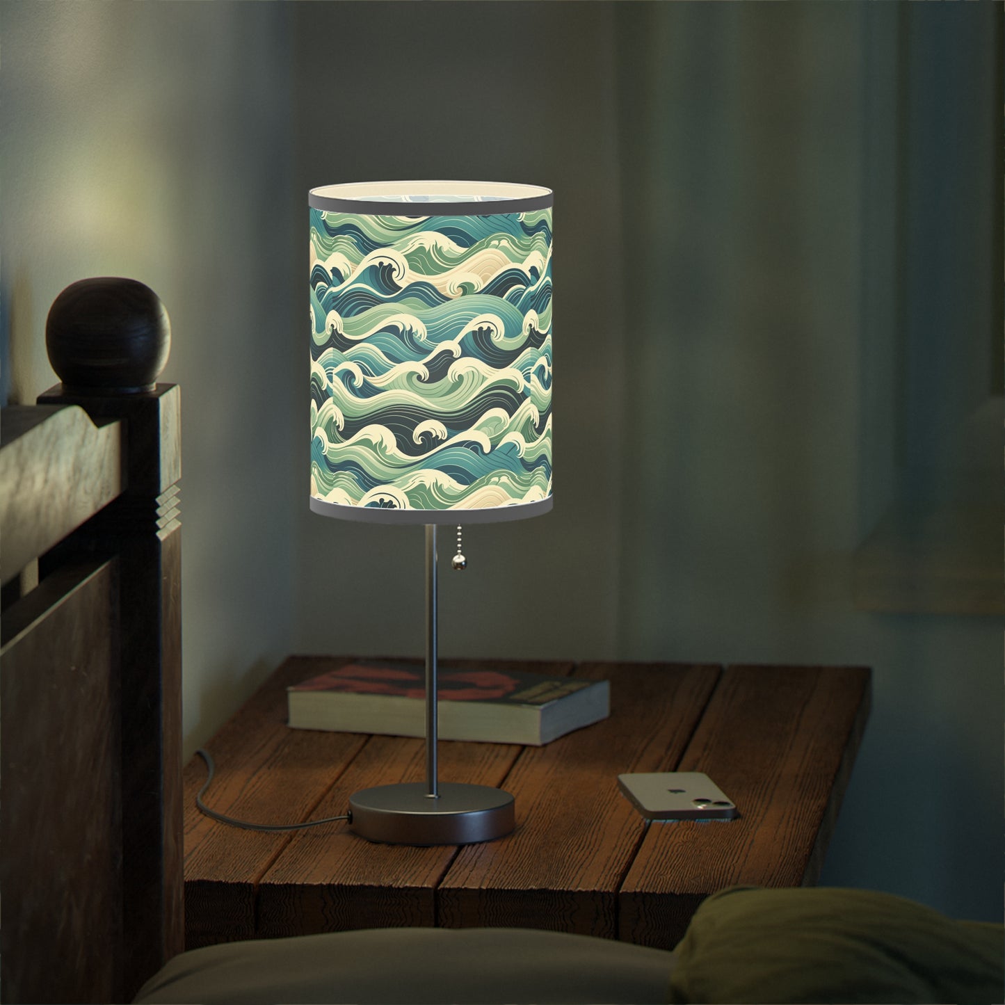 Ocean Serenity Table Lamp with High-Resolution Wave Pattern