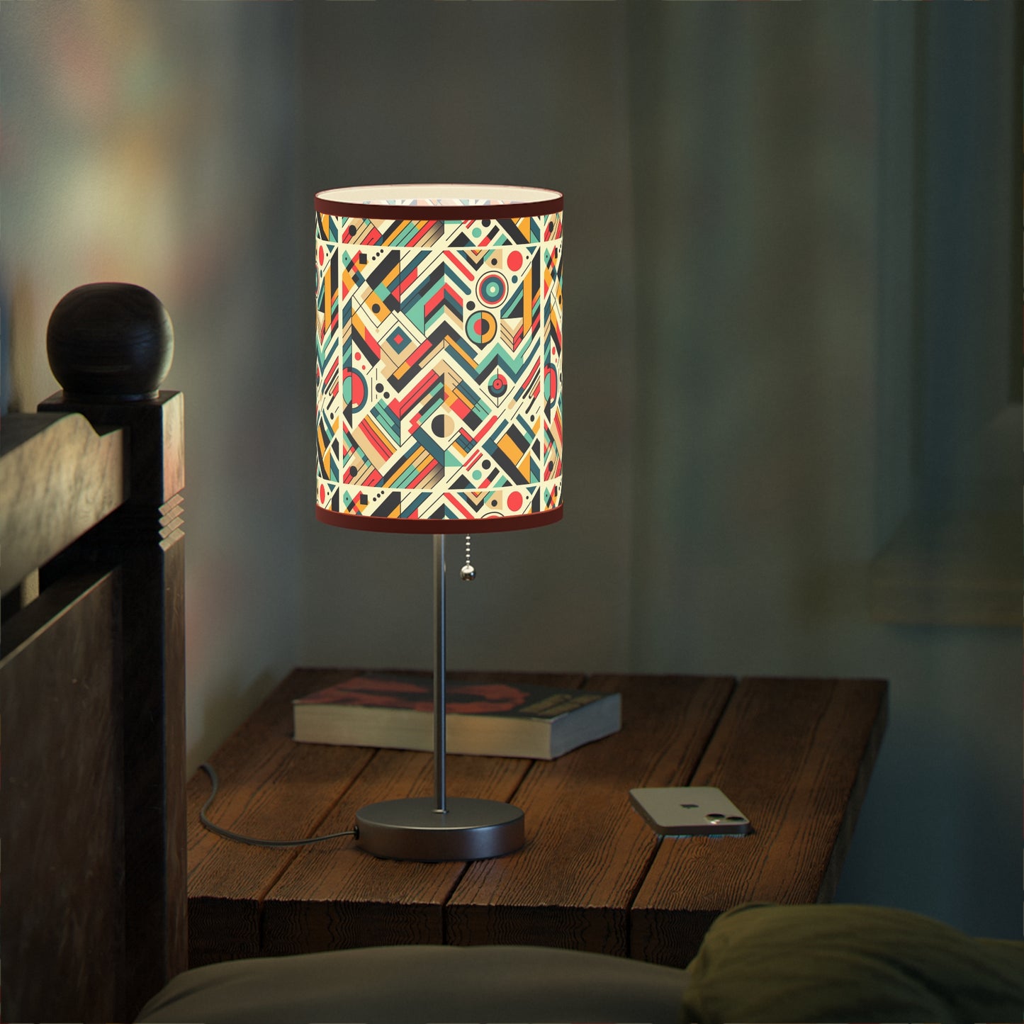 Geometric Harmony Table Lamp with Abstract Pattern