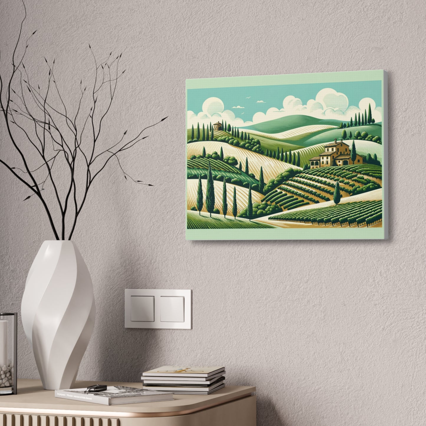 Tuscan Serenity Canvas Art - Idyllic Countryside Landscape