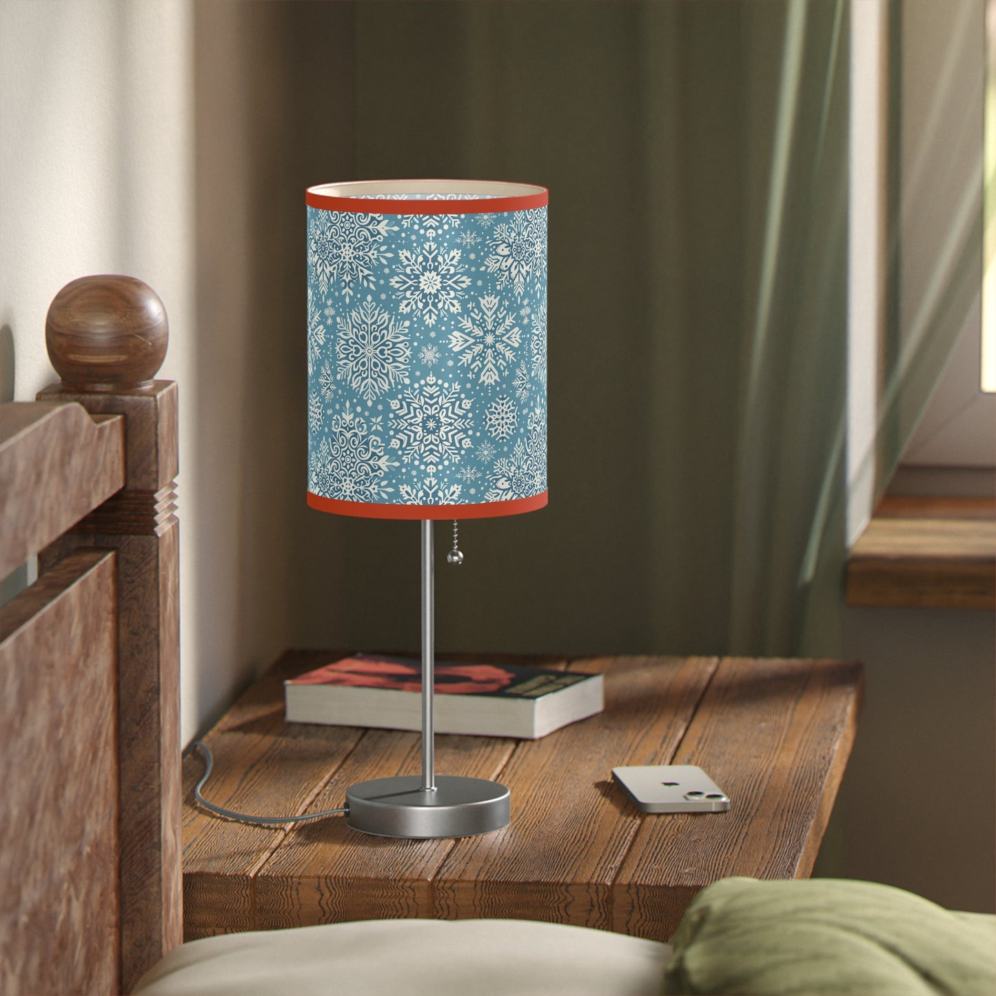 Frosty Elegance Table Lamp with Winter Wonderland Pattern