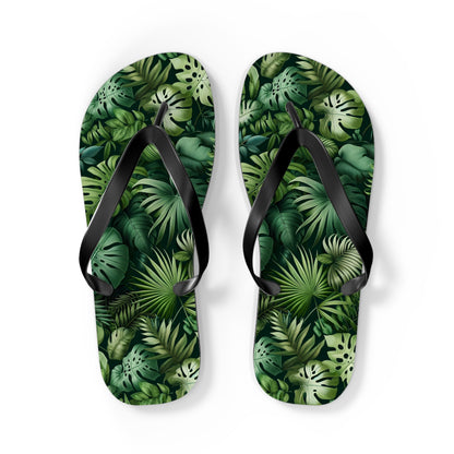 Tropical Jungle Foliage Flip Flops - Lush and Exotic Footwear