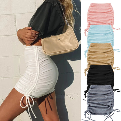 woman skirts harajuku 2022 spring autumn period ladies knitting thread side draw string elastic sexy skirts womens
