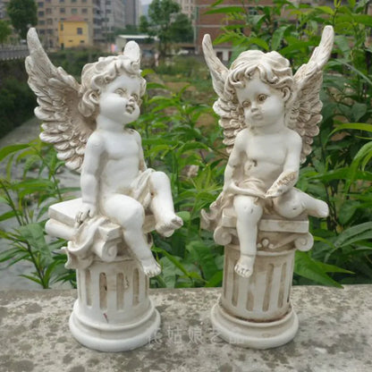 Enchanted Garden Angel Candlestick - Resin Cupid Flower Fairy Ornament