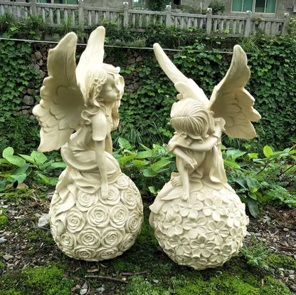 Enchanted Garden Angel Candlestick - Resin Cupid Flower Fairy Ornament