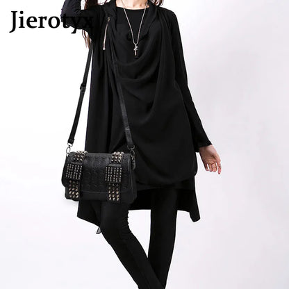 JIETOTYX Women Black Leather Messenger Bags Single Skull Rivet Shoulder Bags Sac A Main Bolsa Black Vintage Sexy Bag Lady Drop