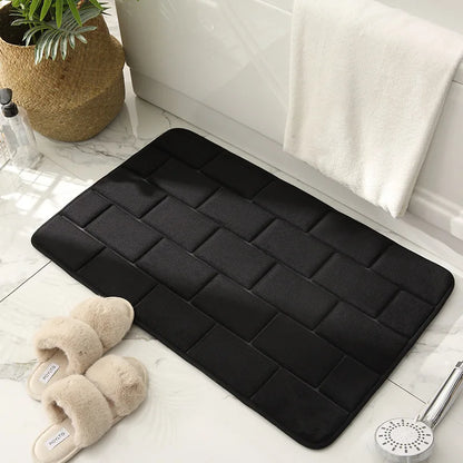 Embossed Bricks Pattern Bathroom Bath Mat Bathtub Floor Carpets Memory Foam Home Toilet Rugs Water Absorption Anti-slip Pad