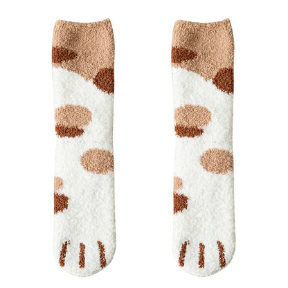 Winter Socks Women Thick Coral fleece Warm Socks Animal Cat Paw Cute Socks Girls Soft Floor Socks