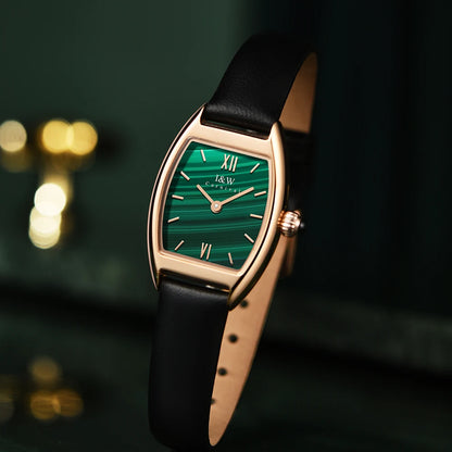 Switzerland made Women's Wristwatch Top Brand I&W Tonneau Watch Women Sapphire Genuine Leather Strap Ultrathin Reloj mujer 2021