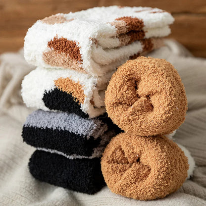 Winter Socks Women Thick Coral fleece Warm Socks Animal Cat Paw Cute Socks Girls Soft Floor Socks