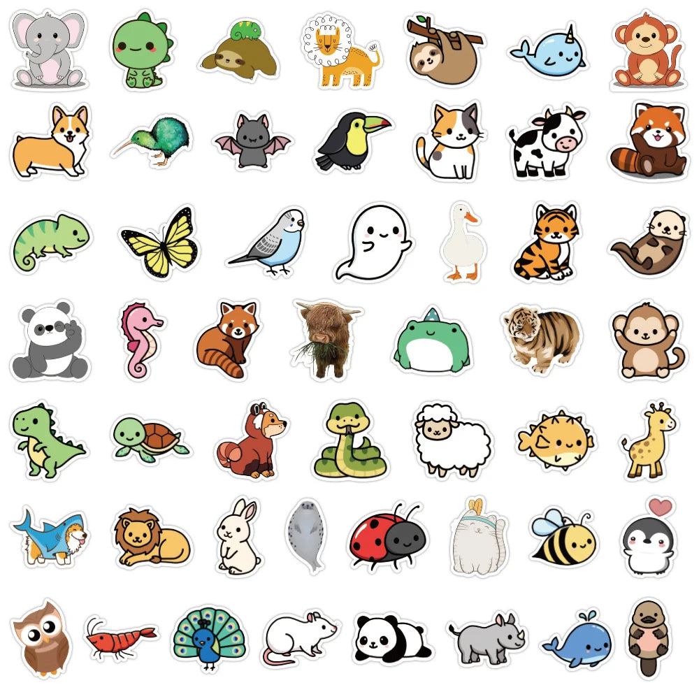 10/30/50/100PCS Mix Cute Anime Animal Stickers Car Motorcycle Travel Luggage Phone Guitar Laptop Cartoon Sticker Decal Kid Toys