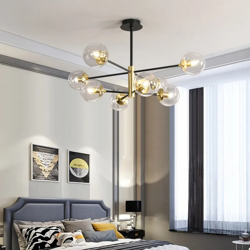 Loft Vintage Loft Chandelier E27 Round Ball Light Ceilling Lamp Black Gold minimalist decor Kitchen Island Pendant light Fixture