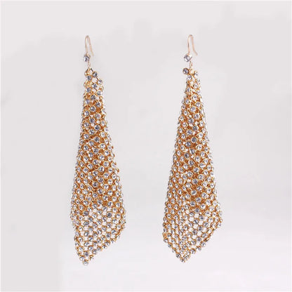 High-grade Gold Silver Color Rhinestone Clip on Earrings No Piercing for Women Wedding Bridal Fashion Large Pierced Earrings New