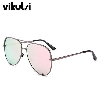 Flat Top Aviation Sunglasses Women UV400 Retro Brand Designer Luxury Mirror Sun Glasses For Female Ladies Metal Frame Eyewear