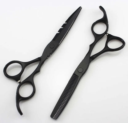 professional Japan 440c 5.5 & 6 inch red cutting + thinning hair scissors barber shears hairdressing scissors set Free shipping