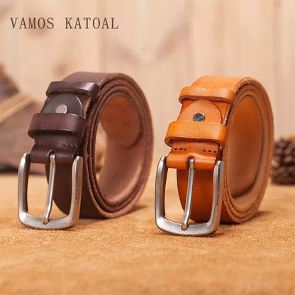 Men's belt leather belt men male genuine leather strap brown cow leather belt for men pin buckle vintage jeans cintos masculinos
