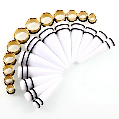 24PCS Ear Gauge Stretching Kit big size Stainless Steel Tunnel Ear Plug 10-20mm Acrylic Taper Gauge Set Expander Kit Stretcher