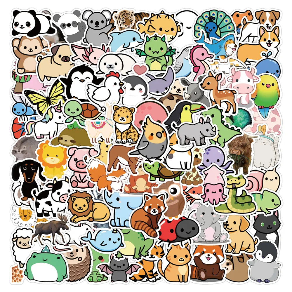 10/30/50/100PCS Mix Cute Anime Animal Stickers Car Motorcycle Travel Luggage Phone Guitar Laptop Cartoon Sticker Decal Kid Toys