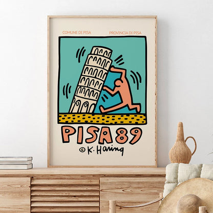 Humanism Figures Holding Heart Pisa Vintage Exhibition Pop Art Canvas Painting Posters and Print Wall Pictures Room Decor