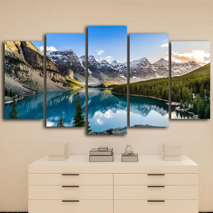 Wall Art The Picture For Home Decoration Artwork For Wall Decor 5 Pieces Modern Canvas Moraine Lake And Mountain Painting