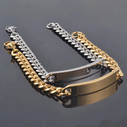 High Quality Gold Color Stainless Steel Bracelet Men Chain Link Bracelets fashion jewelry ID Bracelets Bangles 8/10/15mm