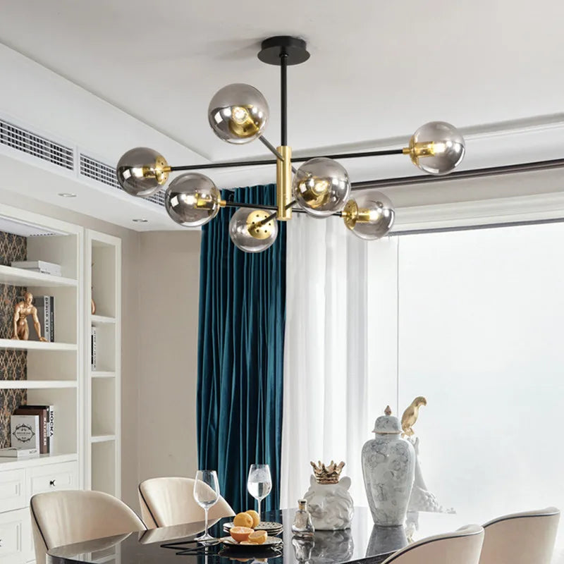 Loft Vintage Loft Chandelier E27 Round Ball Light Ceilling Lamp Black Gold minimalist decor Kitchen Island Pendant light Fixture