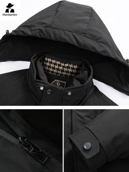 Men's Winter Jacket Fashion Thick Warm 3 in 1 Detachable Graphene Liner Down Cotton Coat Men Business Hooded Waterproof Parka