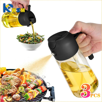 Multifunctional 2-in-1 Kitchen Oil Sprayer and Dispenser - 500ml Plastic Bottle for Cooking and BBQ