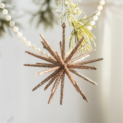 Christmas Tree Decoration Hanging Christmas Decoration Champagne Color White Exploding Star Christmas New Year