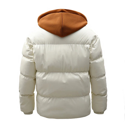 Winter Men Hooded Casual PU Leather Jackets Coat Man Thick Outdoor Puffer Parka Male Streetwear Oversize Bomber Jackets Overcoat