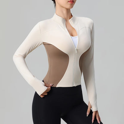 High Quality Workout Fitness Long Sleeve Top with 2 Sides Zipper Finger Hole Mix colours Jacket