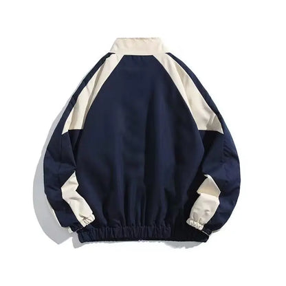 Men's Casual Jacket Contrasting Color Retro Streetwear Coat Zip Up Jacket Windbreaker Thin Sports Coats Outdwear Hiking Clothes