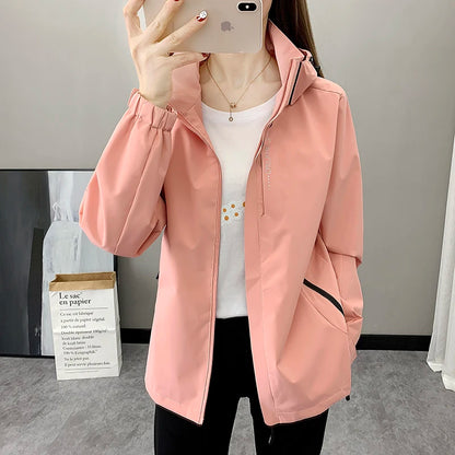 Outdoor Climbing Hiking Waterproof Jacket Women 2024 Autumn Sports Hooded Coat Trekking Mountain Windbreaker Jackets Raincoat