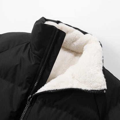 2024 Winter Men's Lamb Wool Fashion Cotton Coat Stand up Collar Plush Thickened Warm Bread Coat Casual Loose Couple Cotton Coat