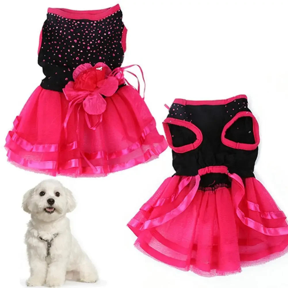 Exclusive 2021 Pet Dog Rose Flower Gauze Elegant Designer Dress Elegan