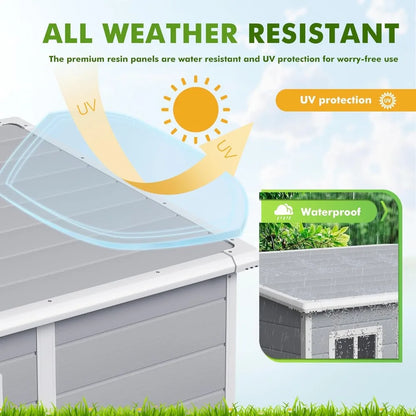 Outdoor Storage Shed, 5x4 FT Plastic Resin Shed with Floor, Garden Tool Sheds with Lockable Door for Patio Backyard Lawn