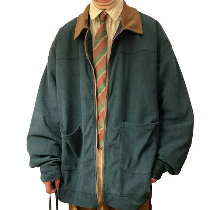 2024 Autumn Men Corduroy Bomber Jackets Retro Streetwear Loose Oversized Casual Clothing Loose Hip Hop Top Outwear 5XL