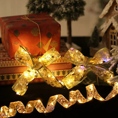 5M Ribbon LED Fairy Light Christmas Light Decoration Christmas Tree Ornaments  For Home Bows String Lights Navidad Natal Navidad
