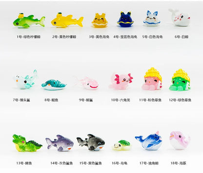 100 Kawaii Resin Ocean Animals Turtle Dolphin Fish Figurine Model Diy Home Decor Miniature Fairy Garden Decoration Accessories