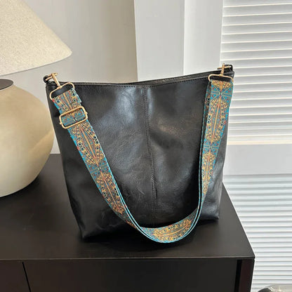 Unique Exclusive Exclusive Wide Geometric Strap Shoulder Bag Large Cap