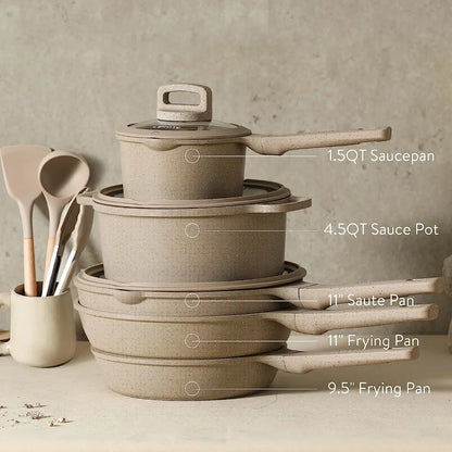 Pots and Pans Set Non Stick, 11Pcs Nonstick Kitchen Cookware Sets, Stackable Induction Cookware, Pot and Pan Set, Pans